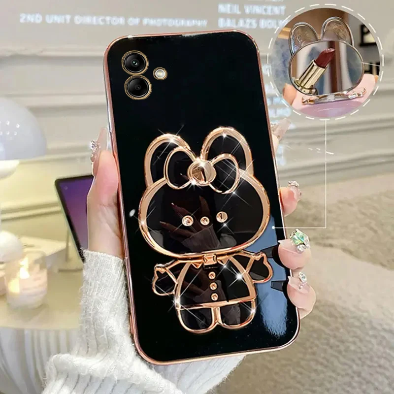 Cute Rabbit Makeup Mirror Phone Holder Case - Luxury Cover