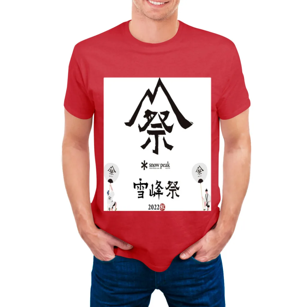 thumbnail image 1 of Camiseta de manga corta con cuello redondo y estampado militar de Snow Peak Chevrons para hombre, nueva camiseta de verano de manga corta, 1 of 5