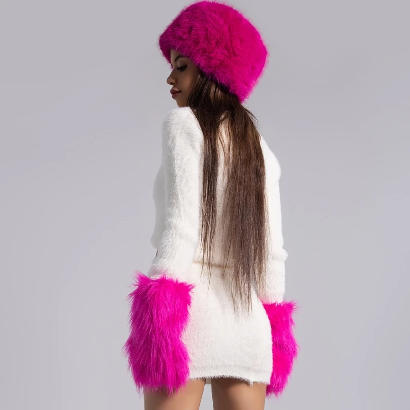 

Comfortable Furry Hat and Wrist Sleeves Set for Cold Weather Russian Hat