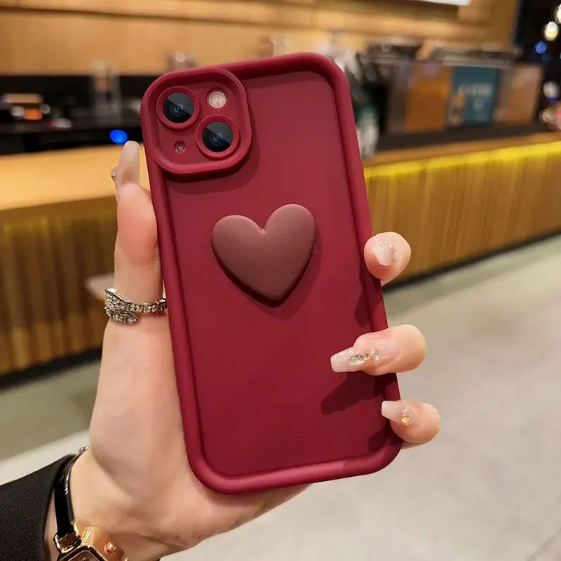 3D Love Heart Pearls Hand Strap Back Cover