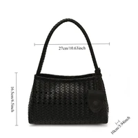 Nouveau style de sacs à poignée personnalisés, sac tissé uni à porter à l'épaule pour femme, sac fourre-tout décontracté grande capacité à la mode 6