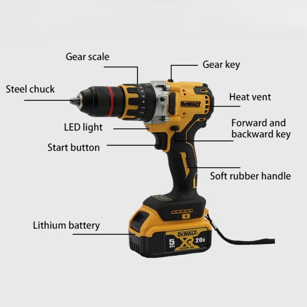 DEWALT DCD791 Compact Cordless Drill Brushless Motor Drill Screwdriver Multi functional Drive Home Rechargeable Electric Tools 6