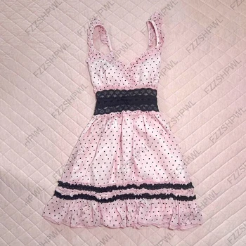 Vintage vibe Lace Harajuku Graphic Print Y2K Dress Streetwear Sweet style A-line skirt Punk 2000S Braces skirt Chic Spicy Girls 1