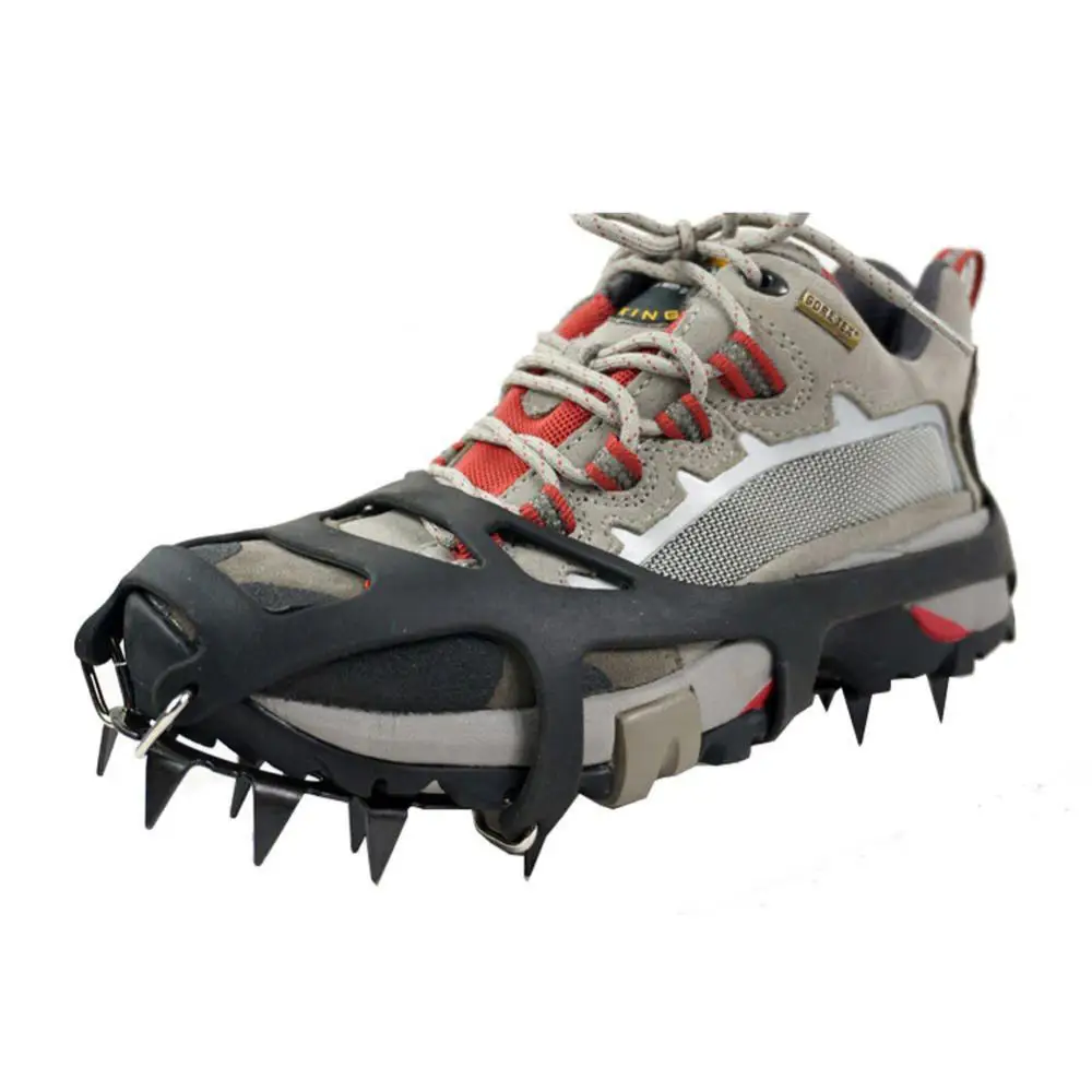 1 Pair 18 Teeth Anti-Slip Ice Snow Shoe Boot Traction Cleat Spikes Crampon Shoes Boots Covers ice gripper spike climbing crampons