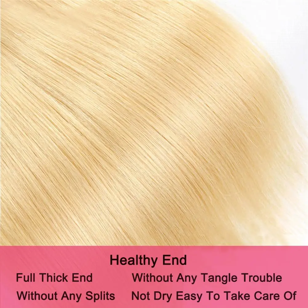 613 Honey Blonde Bundles Brazilian Straight Human Hair Bundles 1/3 Honey Blonde Hair Weave Extensions 26 28 30Inch