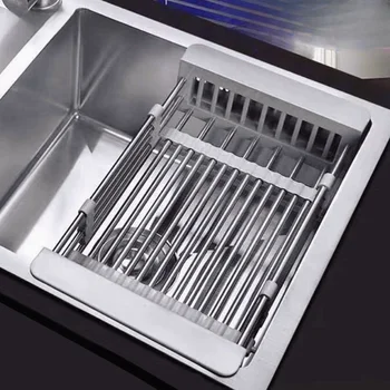 Expandable Over-Sink Dish Drying Rack Stainless Steel 1