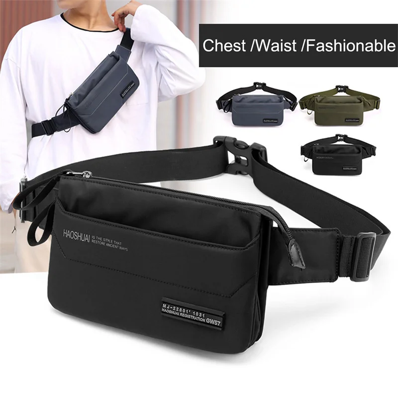 

Fashion Men Women Nylon 4 Pockets Waterproof Waist Packs Male Simple Wear Resistant Black Fanny Pack Messenger Shoulder Bag
