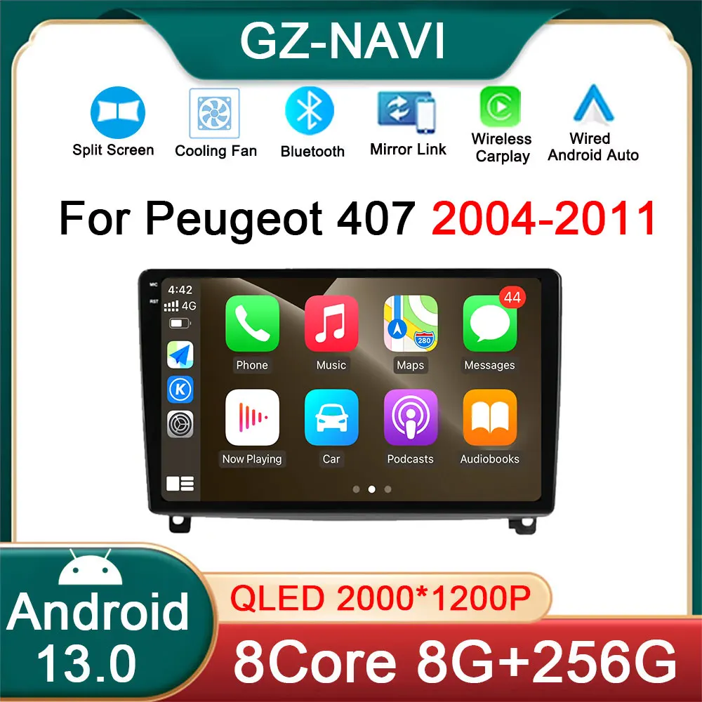 

Автомобильный радиоприемник, стерео Android 13 для Peugeot 407 2004-2011, мультимедийный видеоплеер, навигация GPS, беспроводной Carplay 4G NET QLED авто