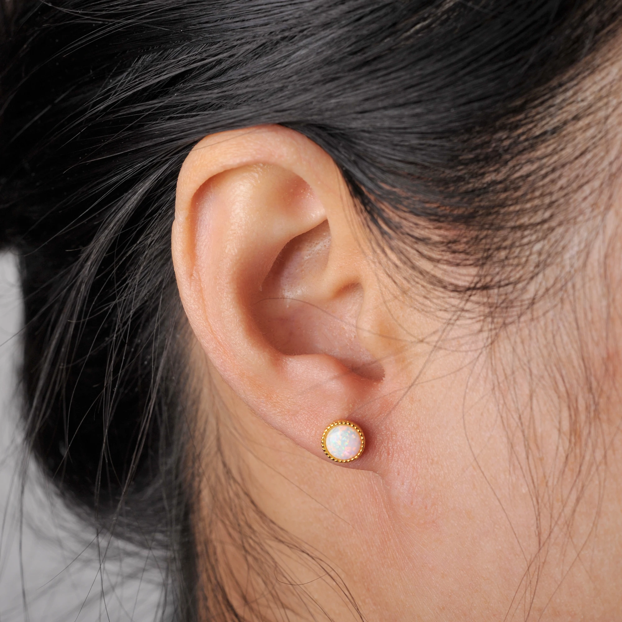 Orecchini A Fiore Con Opale Rosa, Bianco, Blu – Argento Sterling 925 Placcato Oro Rosa, Ipoallergenici