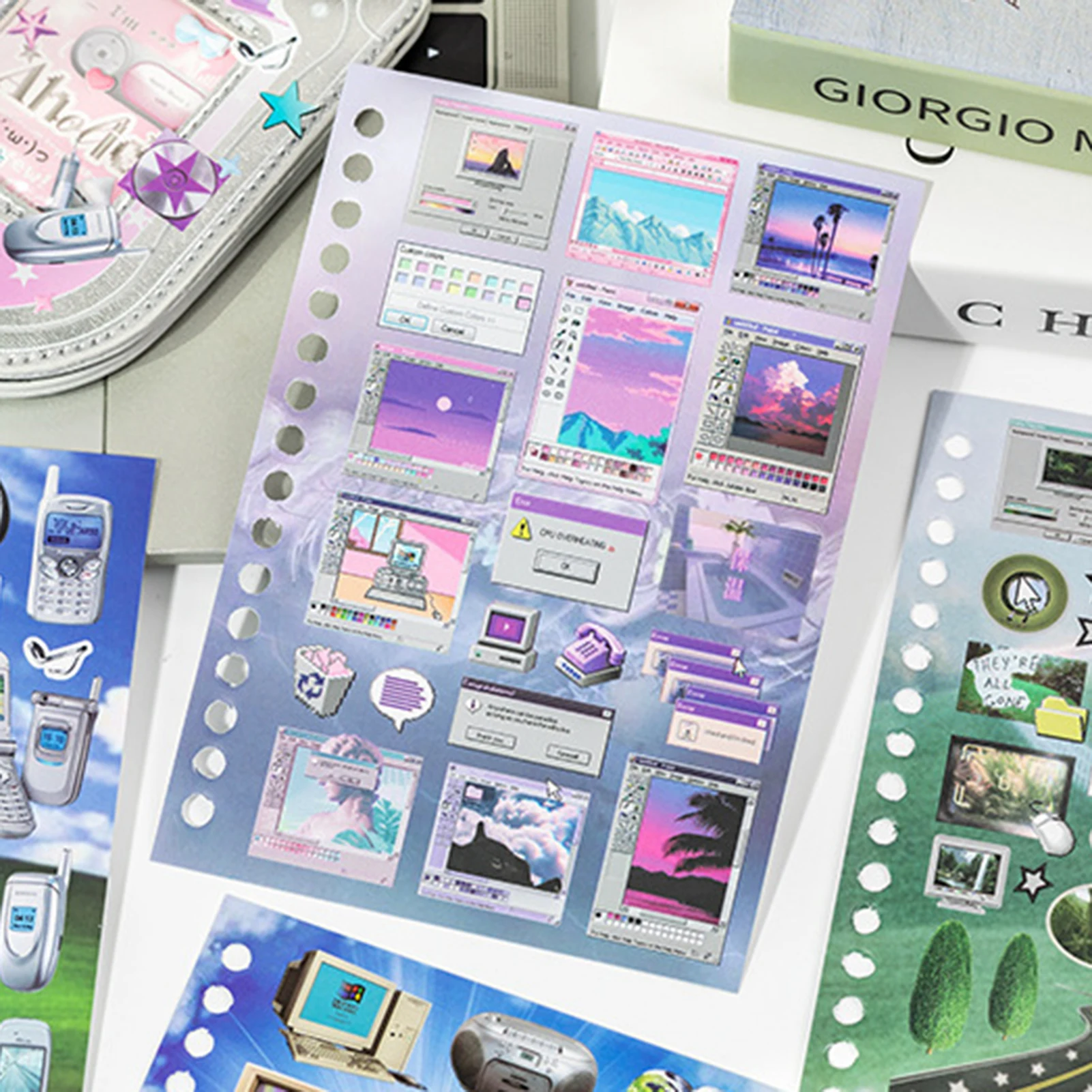 Adesivi per Scrapbooking, Libro di Adesivi Estetici Dreamcore, Tema 'Time Reshaping' per Journaling, Fai-da-Te, Planner, Arte e Forniture Artigianali - immagine 3