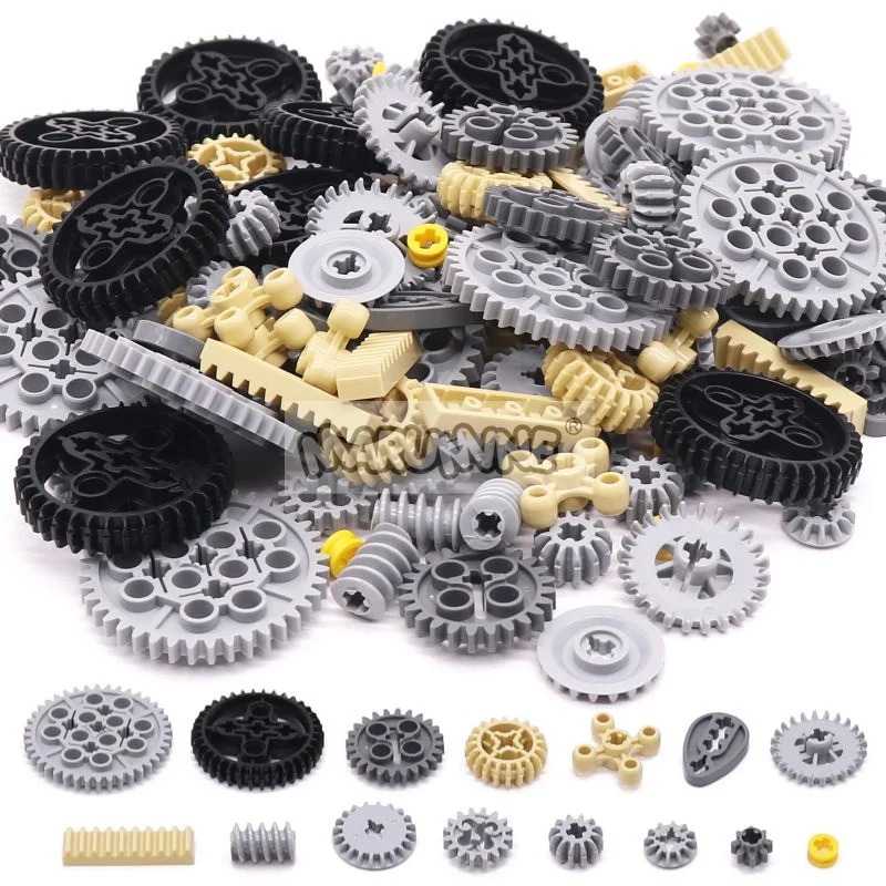 Marumine 120PCS MOC Technology Building Block Gear Rack Mechanical Bricks Parts Car Robat Accessories 32498 46372 32072 4716