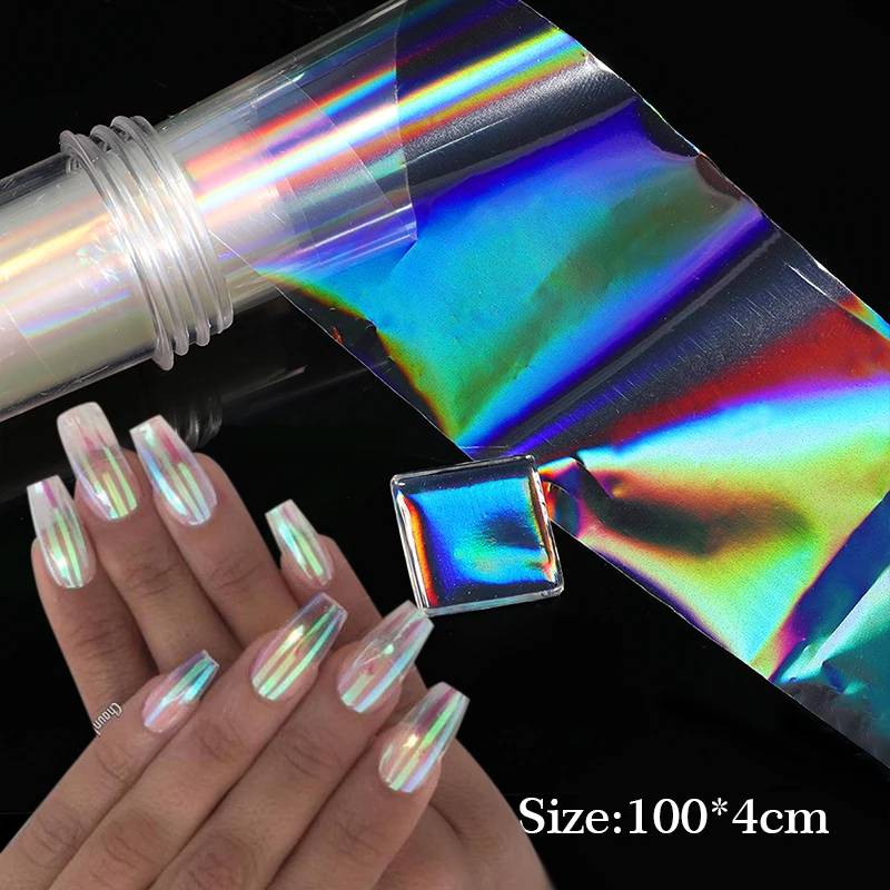 Aurora Chrome Nail Foil Effetto Specchio Pigmento Per Unghie Irrigabile Glitter Cuore Marmo Foil Sticker Decorazione Manicure Wraps