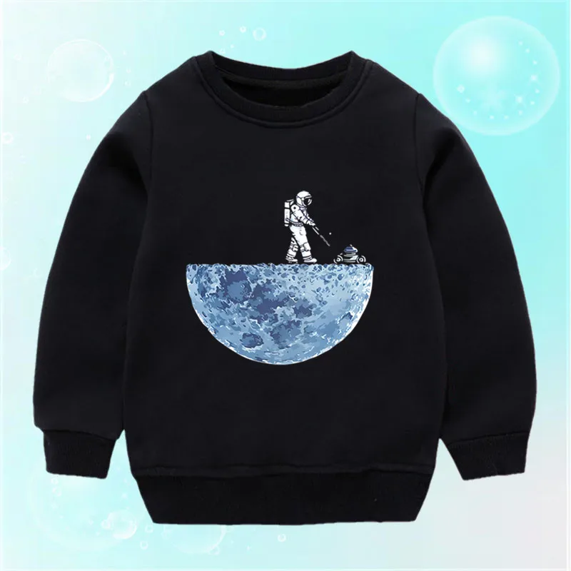 Boys Girls Fashion Versatile Cartoon Funny Astronaut Print O-Neck Sweatshirts Children's Spring & Autumn Casual Pullover kids sweater kids hoodie sweatshirts