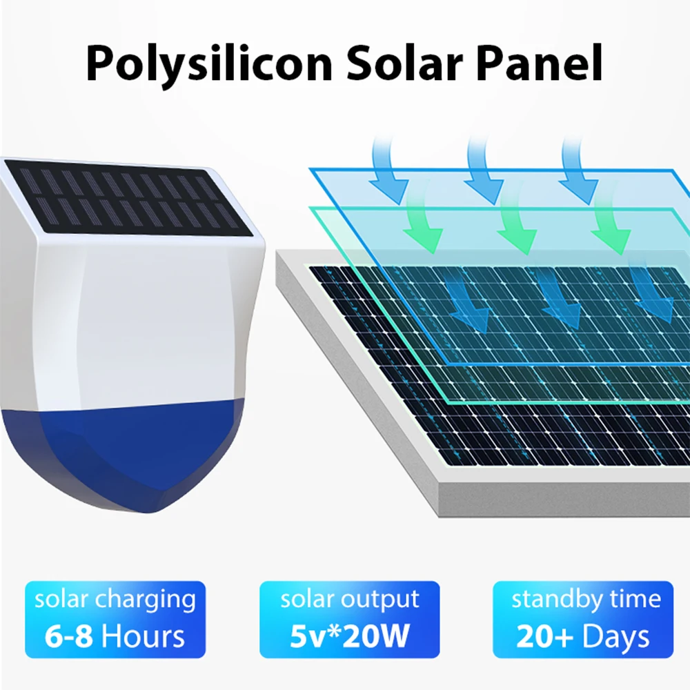 Siren Alarm Tuya Smart Zigbee Wifi Waterproof Outdoor With Solar USB Power Supply 95dB Remote Control