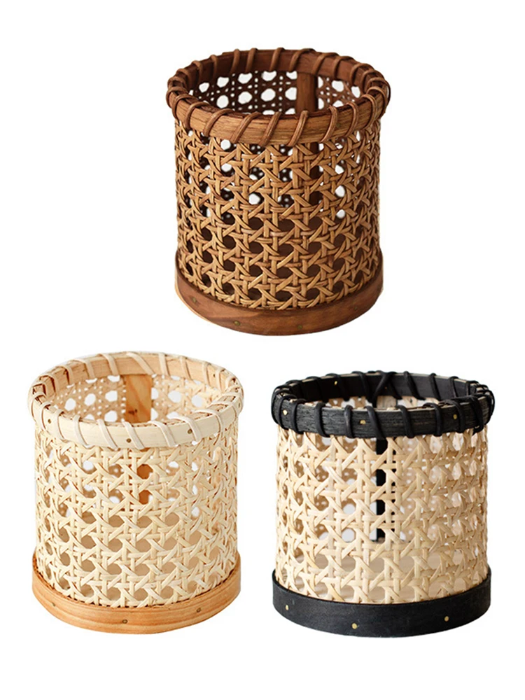 1Pc Rattan Chopsticks Storage Handmade Spoon Organizer Holder Pen Pencils Organization Vase Support Home Kitchen Table Decor 6