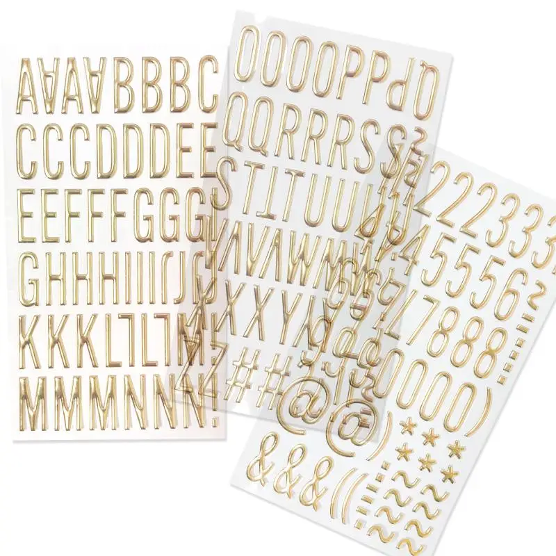1/3 Blatt 3D-Gold-Selbstklebebuchstaben- und -Zahlenaufkleber für DIY-Scrapbooking, Basteln, dekorative Aufkleber – Detail 5