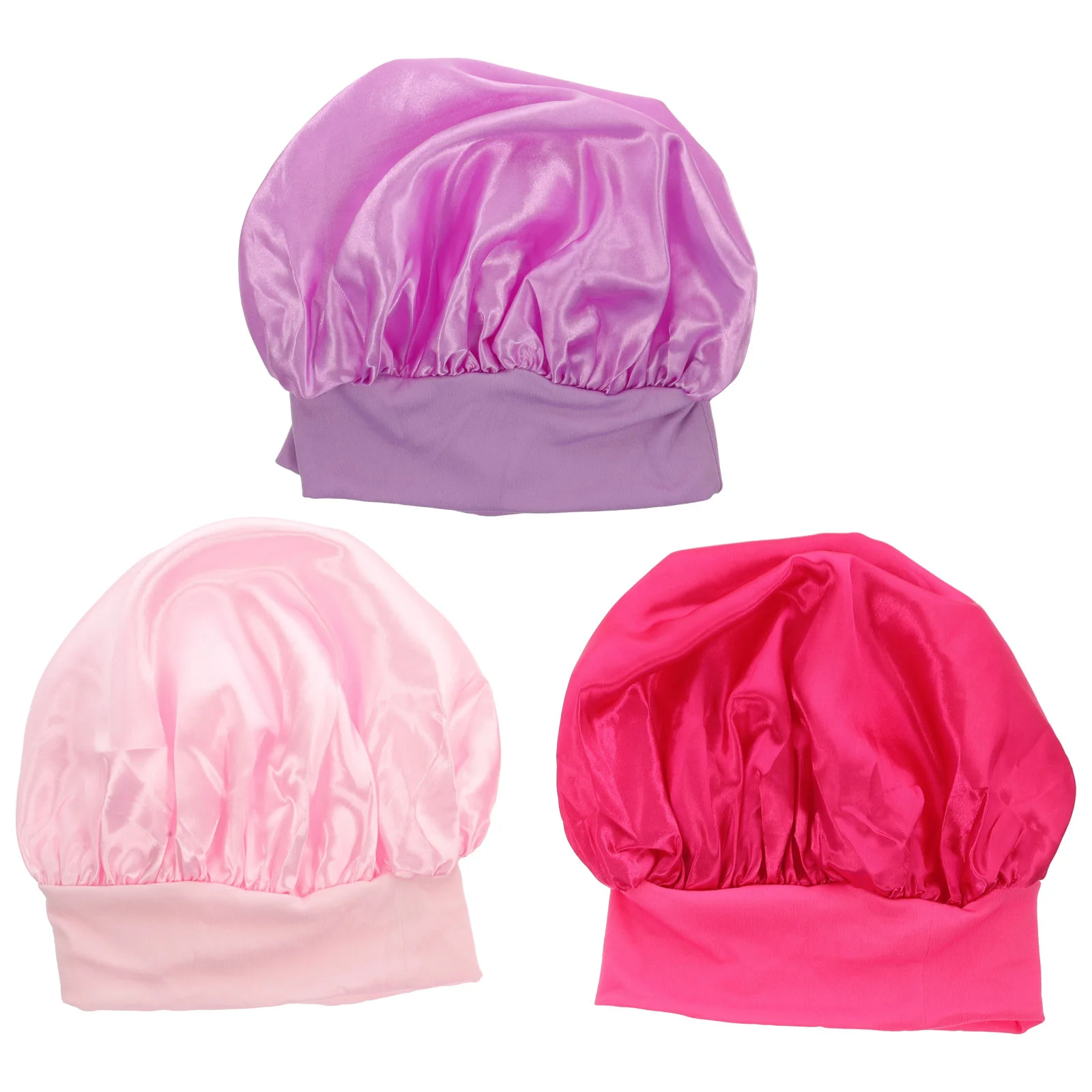 

Elastic Band Caps Colorful Sleeping Cap for Children 3pcs Random Style