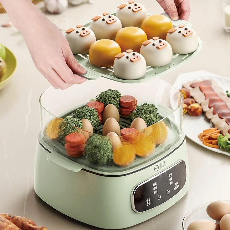 200W Electric Egg Cooker Automatic Egg Boiler Breakfast Machine Egg Custard  Steaming Cooker Food Warmer with Appointment 220V