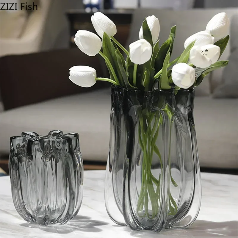 Flower Bud Shape Glass Vase Transparent Hydroponics Flower Pots Desk Decoration Floral Arrangement Vases Room Aesthetic Decor 3