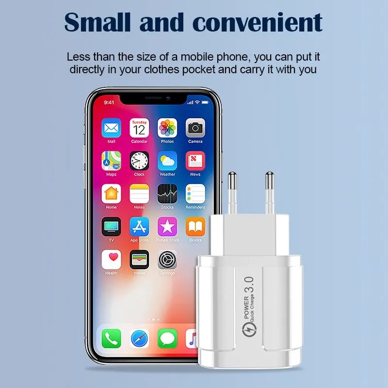 4 Ports 38W USB Charger USB A Charger US/EU Plug Fast Charging Quick Charge 3.0 for iPhone Samsung