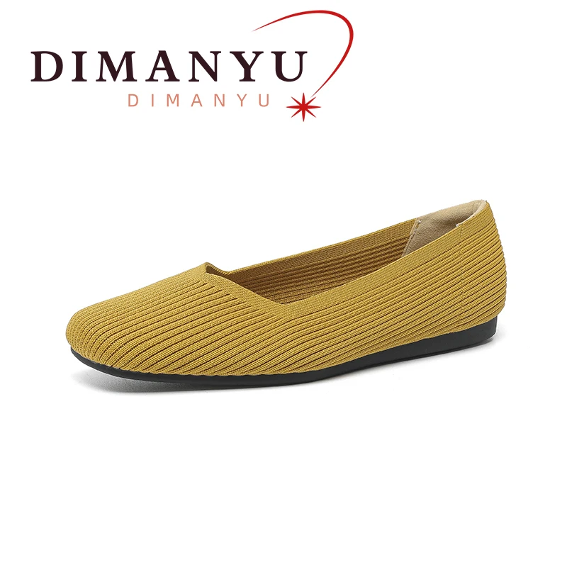

DIMANYU Loafer Shoes Women Spring 2024 New Square Head Knitted Women Loafers Casual Large Size 41 42 43 Flat Ballet Shoes Women