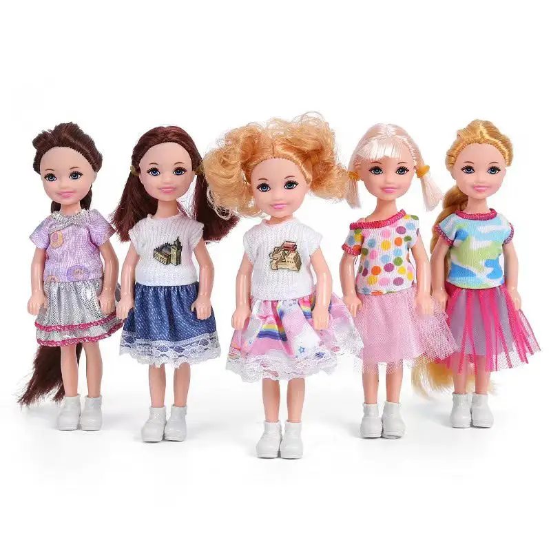 Mini Figures Baby Boys Kawaii Kids Toys 7 Items / Lot Doll Shoes Fashion Dress Clothes For Barbie Families 5.5 Inch Girls Dolls 2