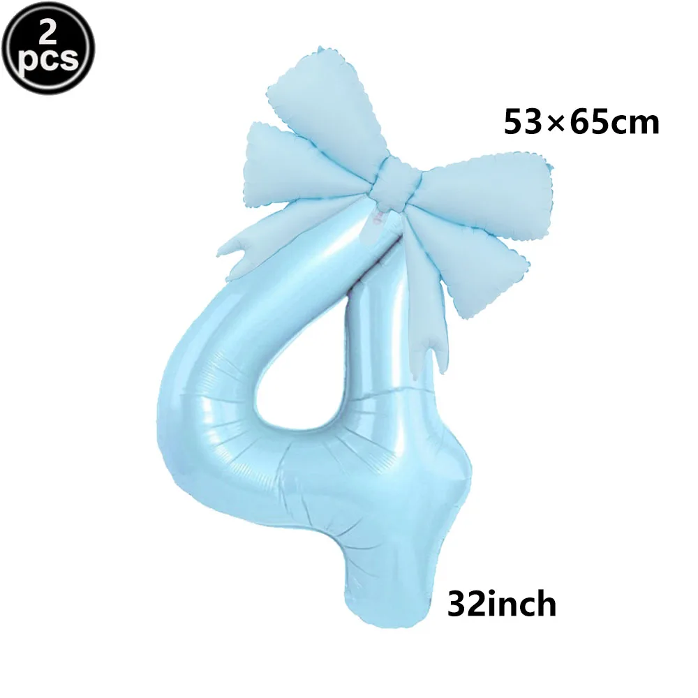 32 Blue, Pink, and Black Number Balloons with Ribbon Bows