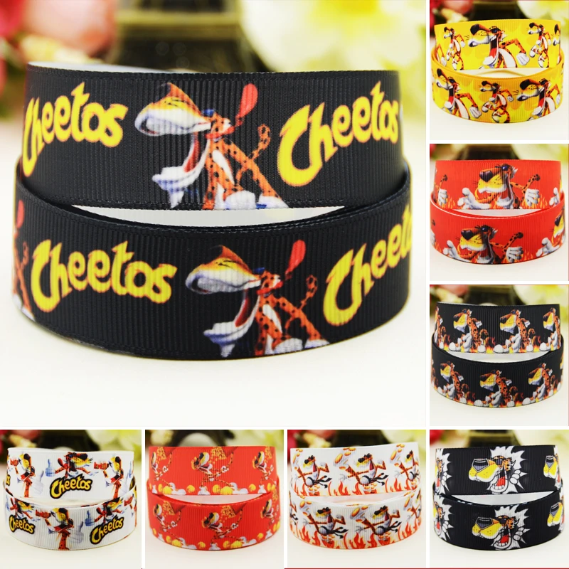 22Mm 25Mm 38Mm 75Mm Cheetos Cartoon Stampato Grosgrain Ribbon Party Decoration 10 Yards