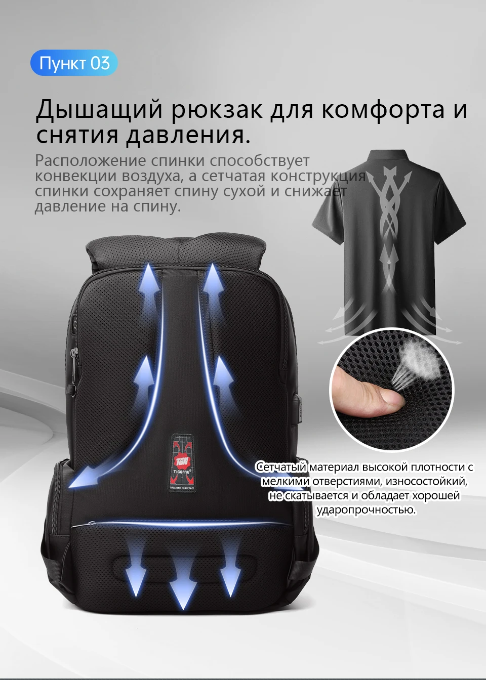 Рюкзак Tigernu для ноутбука, цвет черный | AliExpress