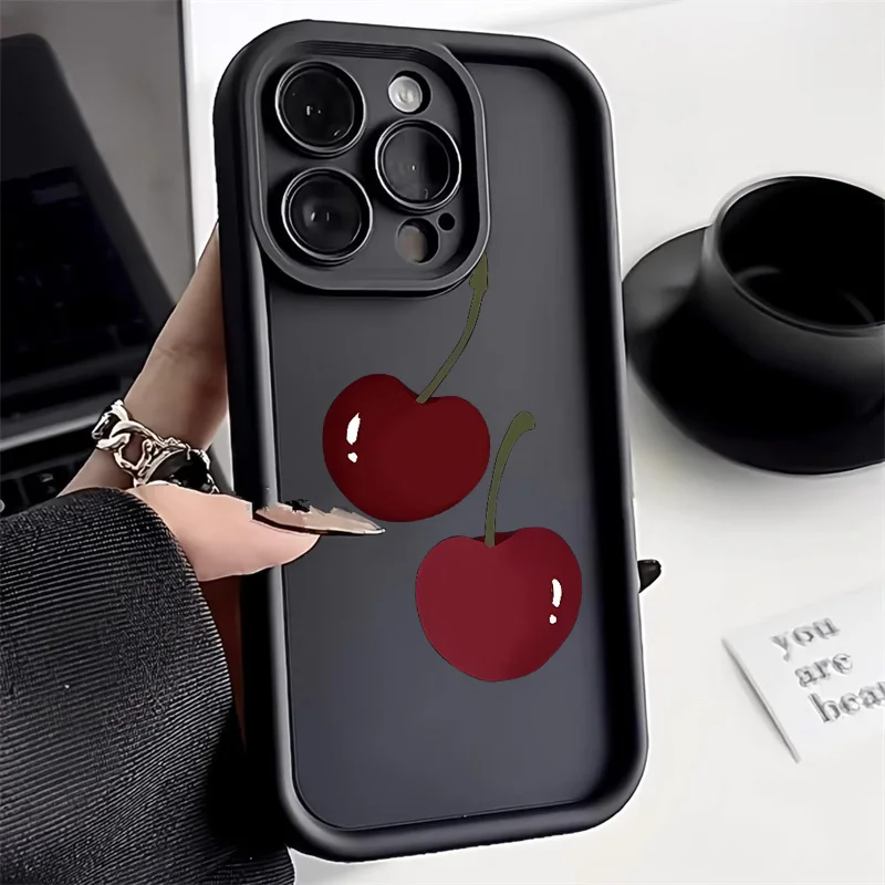 thumbnail image 1 of Bonita funda para teléfono para iPhone 15, funda para iPhone 11, 13, 12, 14, 16 Pro Max, XR, XS, 7, 8 Plus, SE, a prueba de golpes, con lazo de cereza, 1 of 5