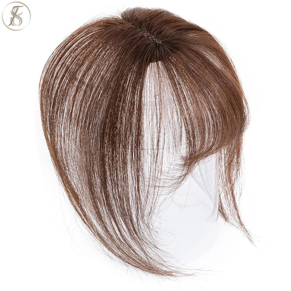 TESS Natural Hair Bangs 3D Fringe 10g Human Hair Invisible Clip In Hair Extension With Temples Hair Clip Natural Bangs For Women