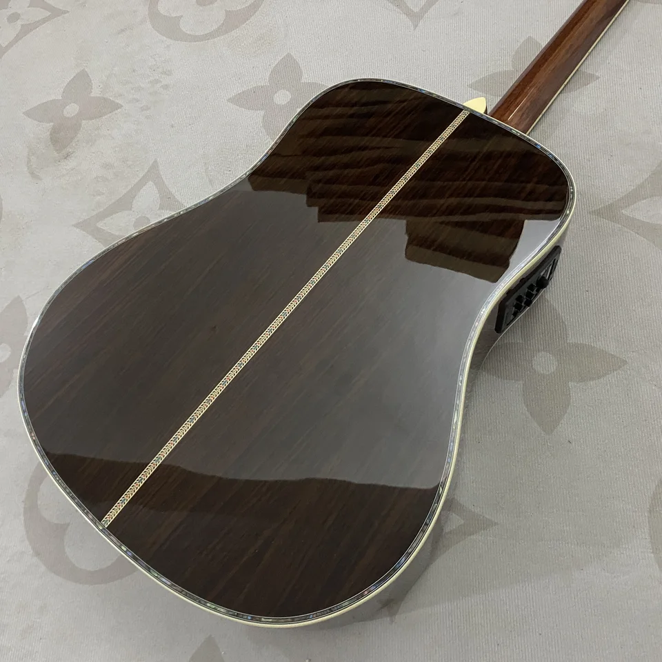 20フレットアコースティックギター、シェルインレイ、中空ボディ