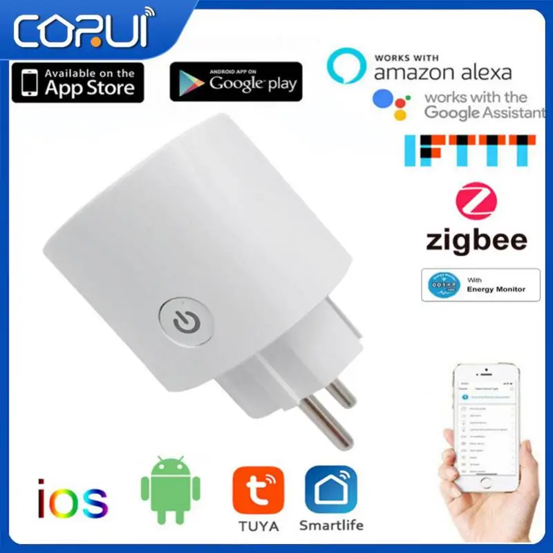 Corui Tuya Smart Zigbee Plug 16a 20a Eu Outlet 3680w Power Meter