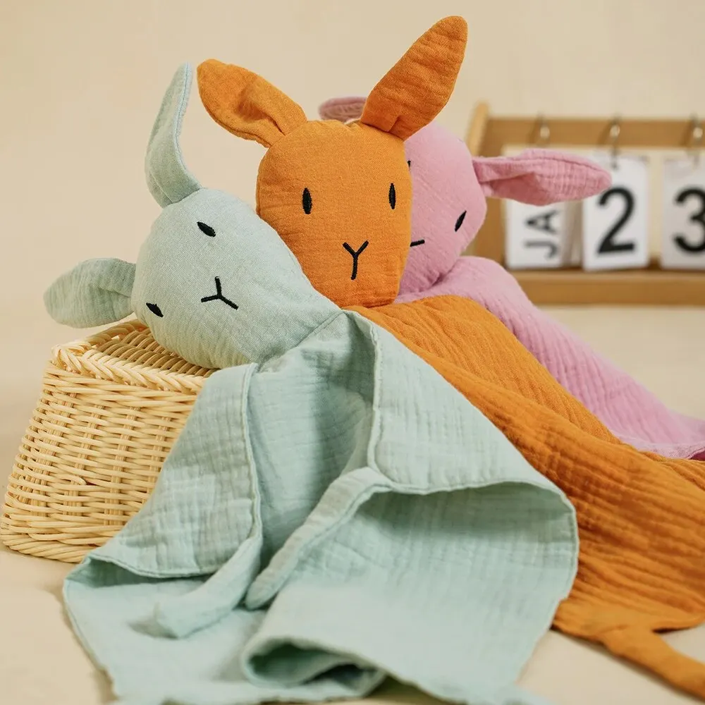 Baby Cotton Muslin Blanket Cute Cat Doll Infant Kids Sleep Appease Towel Children Rabbit Saliva Scarf Cotton Muslin Blanket Cotton Blanket Swaddle Blanket Cotton Swaddle Cotton Gauze Blanket