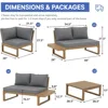 Acacia Wood Patio Furniture L-Shaped Outdoor Sectional Sofa Set with Coffee Table, Conversation Set with Built-in Side Table 3