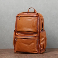 Genuine Leather Men Backpack Vintage Laptop Bag Large Capacity Travel Backpack Head Layer Cowhide Leather Computer Bag pack 1