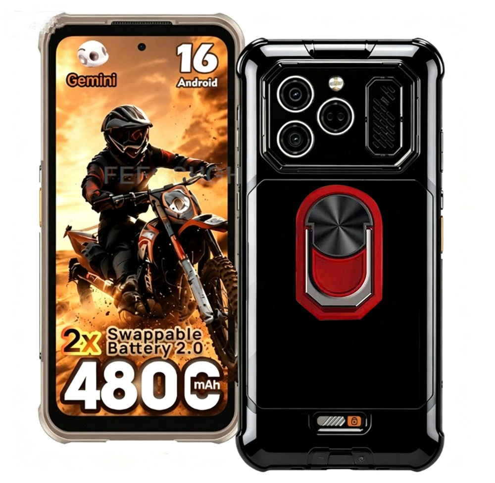 Rugged Silicone Phone Case with Back Ring Holder and Stand