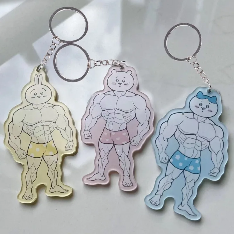 

Kawaii Chiikawa Cute Cartoon Hachiware Usagi Muscle Keychain Stylish and Simple Pendant Cute Things for Girls