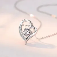 Nouveau collier en argent Sterling 925 coeur 5A Zircon pour femmes, bijoux de mariage, breloque de fiançailles, cadeau de fête, chaîne à pendentif fin 3