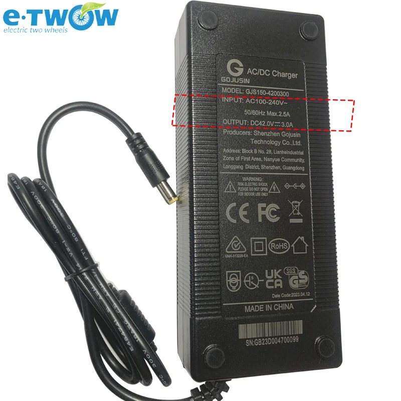 Chargeur d'origine ETWOW 36V pour Scooter électrique E-TWOW Booster V PLUS S E DC42.0V3.0A  18