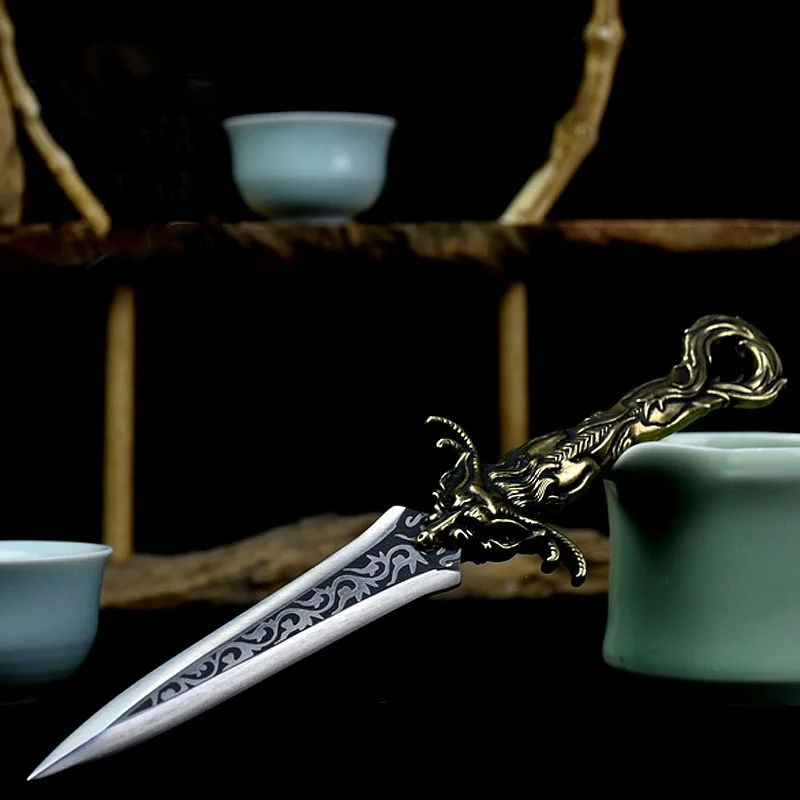 Pure Copper Dragon Horn Tea Needle Tea Knife Chinese Accessories Folding Prying Cake Brewing Tools Kung Fu Set