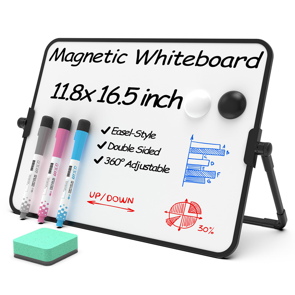  Dry Erase White Board with Stand Erasable Whiteboard with Support School Presentation Board with Bracket Desk Stable A3 A4 Size 