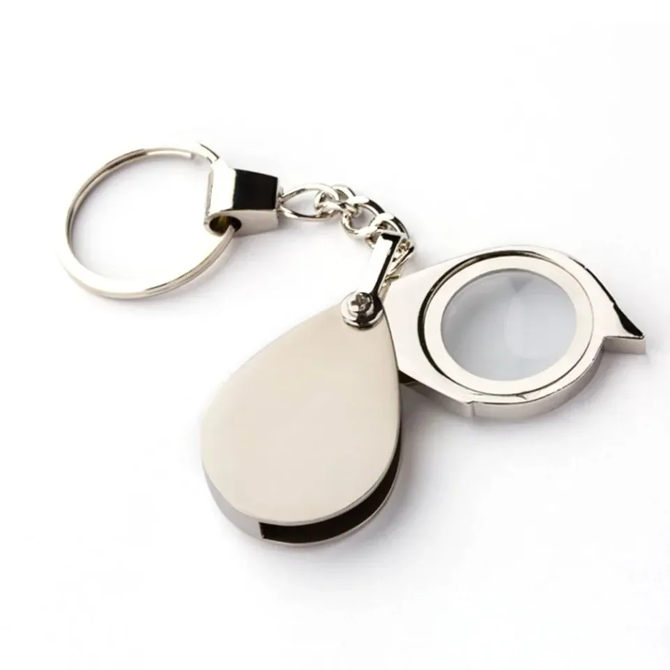 Portable Folding Key Ring Mini Magnifier Key Chain Magnifying Durable Glass Loupe Pocket Tool Holiday Gift 10/15X