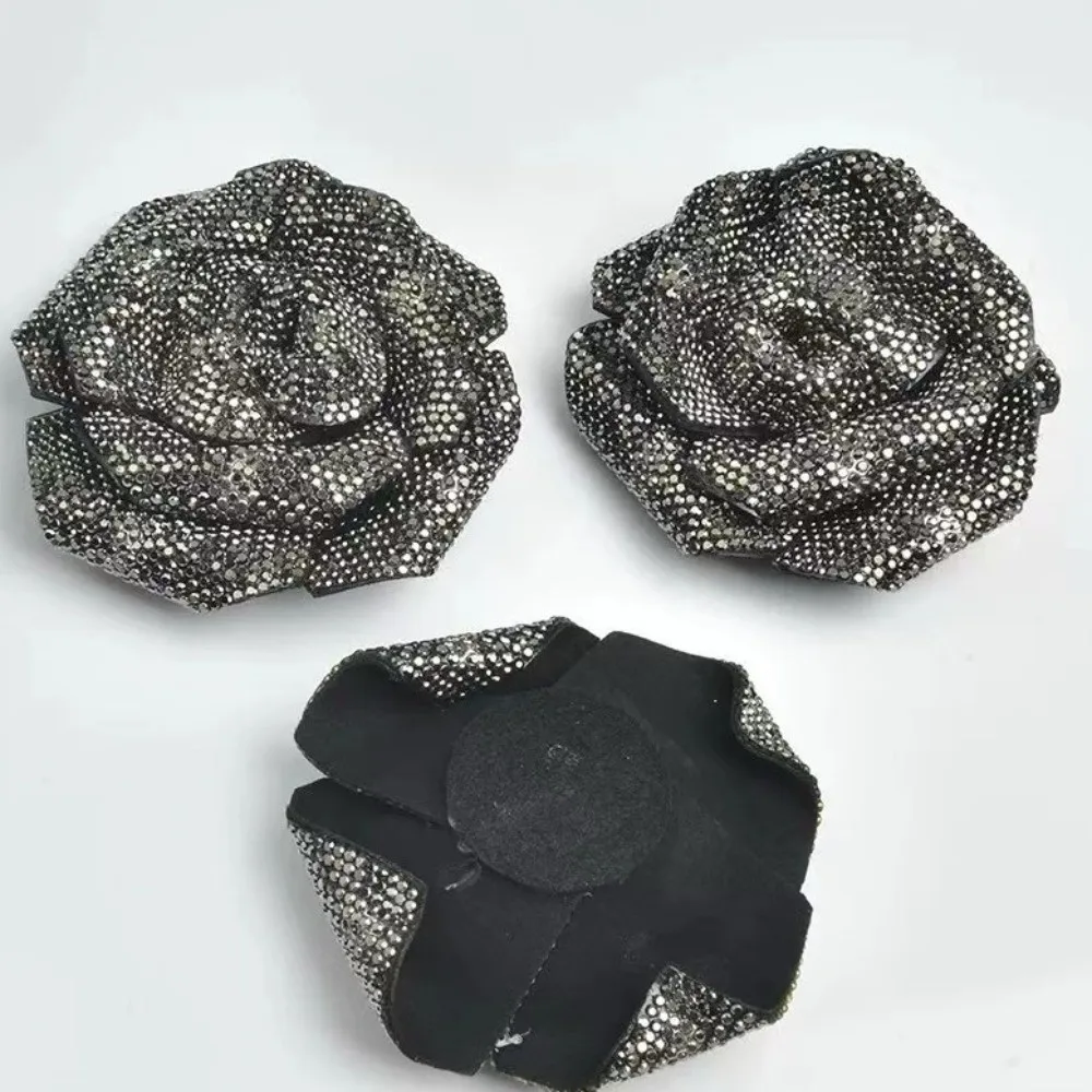 Sparkling 3D Rhinestone Rose Flower Embellishment