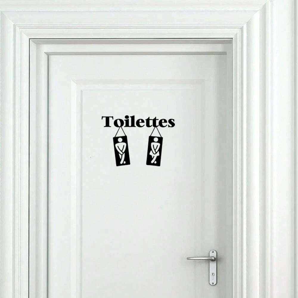 1pc French Toilet Door Sticker Suitable For Toilet, Bathroom, Home Decoration wall stickers toilet stickers