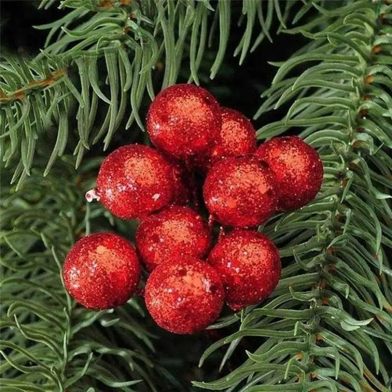 10Pcs Glitter Pink Christmas Fruit Berry Imitation Foam Red Fruit Christmas Tree Decoration Ball Diy Festival Christmas Decor