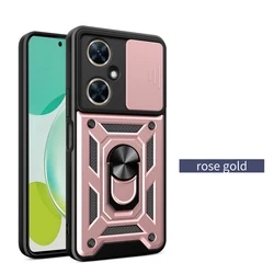 Enhanced Armor Hybrid Camera Protection Case with Rotating Metal Ring Cover for Nova Y60 (Rose Gold)