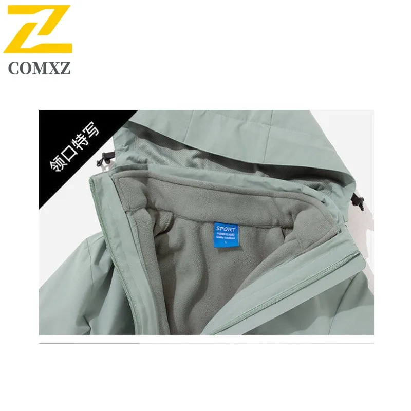 COMXZ Thickened Lightweight Mens Jacket Outdoor Rock Climbing Windproof Warm Parka Minimalist Hooded Travel Winter New Jackets