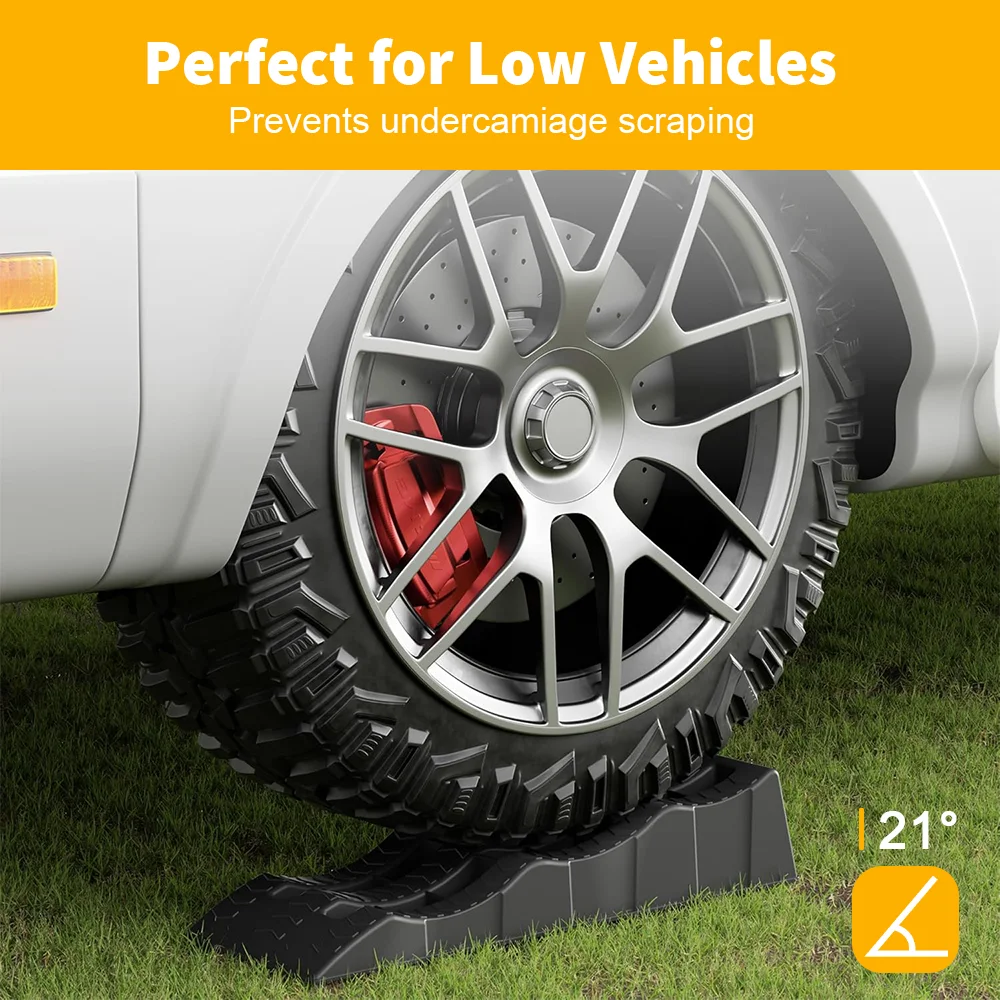 2 Stücke Auto Service Rampen RV Nivellierung Rampe 3,5 Tonnen Heavy Duty Lkw Fahrzeug Rampen 3500 kg Low Profile Kunststoff Laden Zugang Rampen – Detail 15