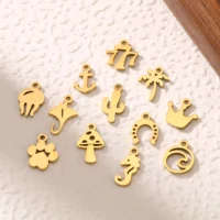 5 pièces Mini mignon cocotier/hippocampe/fer à cheval/Cactus breloques pour la fabrication de bijoux minuscules bracelets à breloques en acier inoxydable boucles d'oreilles bricolage 6